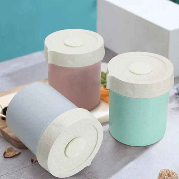 Eco Friendly Wheat Straw Biodegradable Double Walled Travel soup cup _